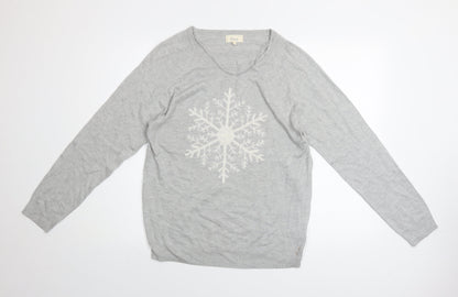 Linea Women Grey Snowflake Pullover Jumper Size L Winter Knit