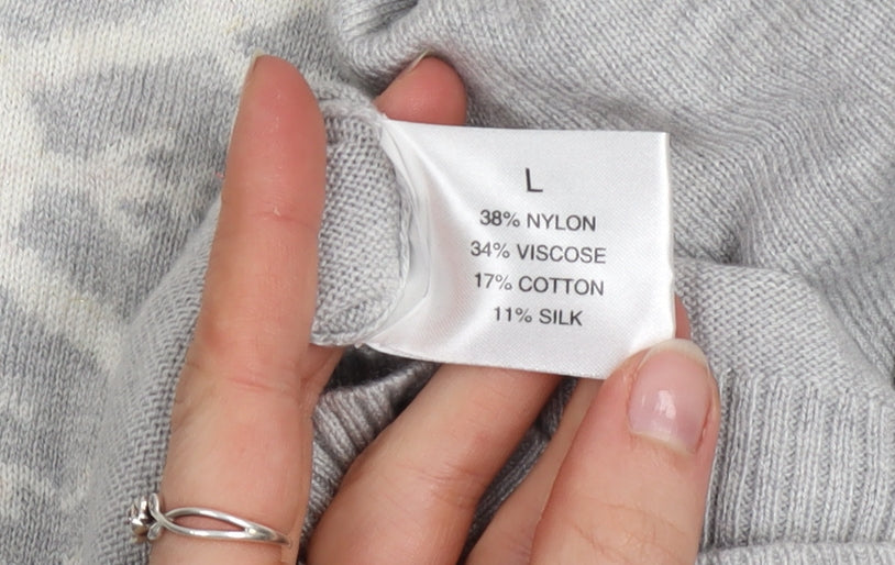 Linea Women Grey Snowflake Pullover Jumper Size L Winter Knit