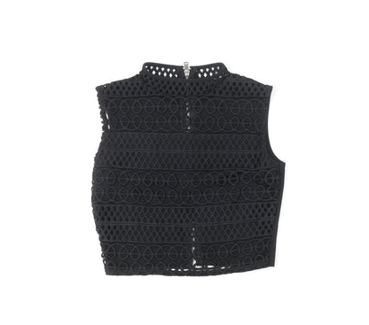 Womens UK Size 8 River Island Black Cropped Blouse