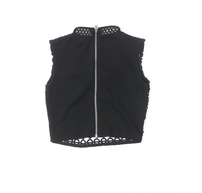 Womens UK Size 8 River Island Black Cropped Blouse