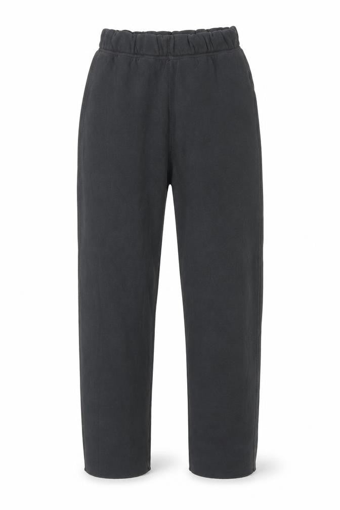 Front view of Gap boys’ black fleece sweatpants, size S, comfortable elastic waist