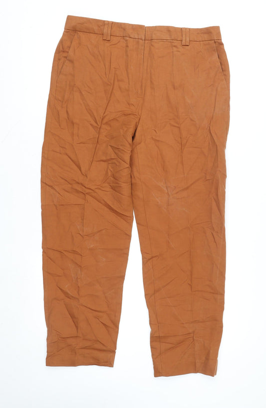 Marks and Spencer Men's Brown Linen Chino Trousers Size 12 Regular Fit