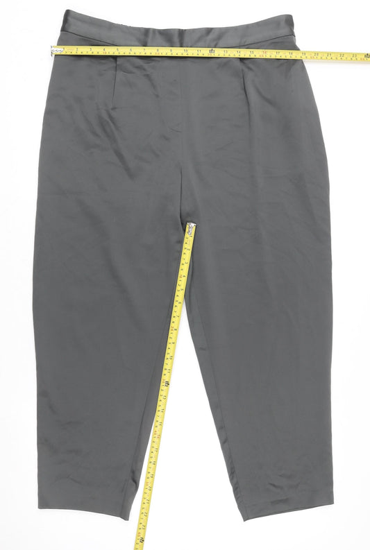 hush Women’s Grey Size 16 Satin Relaxed Trousers with Elastic Waist