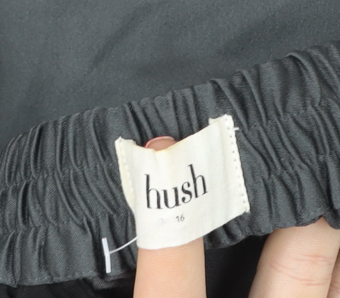 hush Women’s Grey Size 16 Satin Relaxed Trousers with Elastic Waist