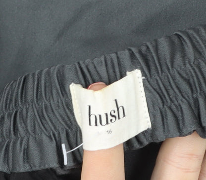 hush Women’s Grey Size 16 Satin Relaxed Trousers with Elastic Waist