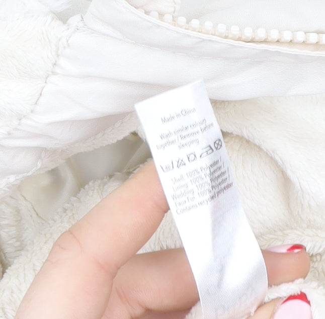 George Girls Ivory Winnie the Pooh Puffer Jacket 3-6 Months Hooded Winter Coat