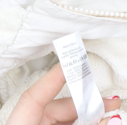 George Girls Ivory Winnie the Pooh Puffer Jacket 3-6 Months Hooded Winter Coat