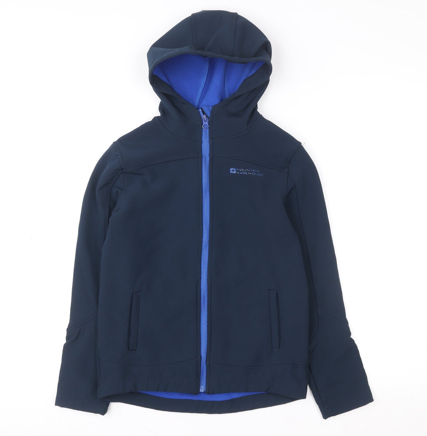 Mountain Warehouse Boys Blue Softshell Hooded Jacket 9-10 Years Waterproof