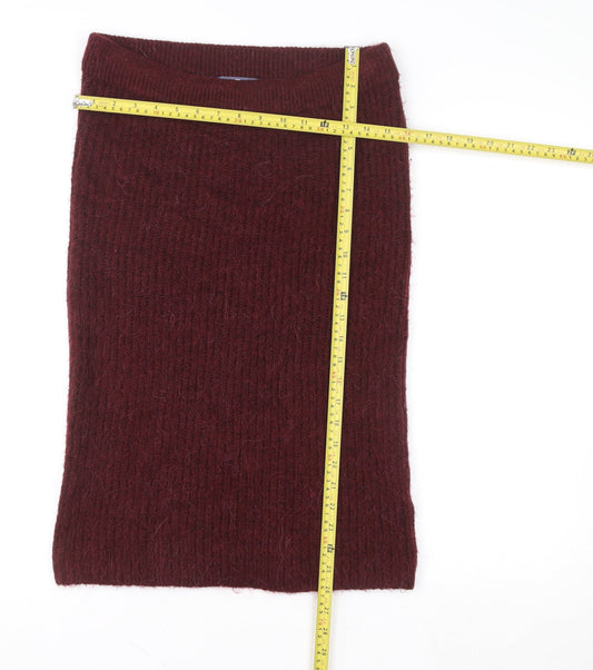 Tu Premium Women’s Red Knit Pencil Skirt Size 10 Wool Blend