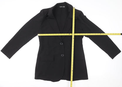 Boohoo Women's Black Size 10 Tailored Two-Button Blazer Jacket