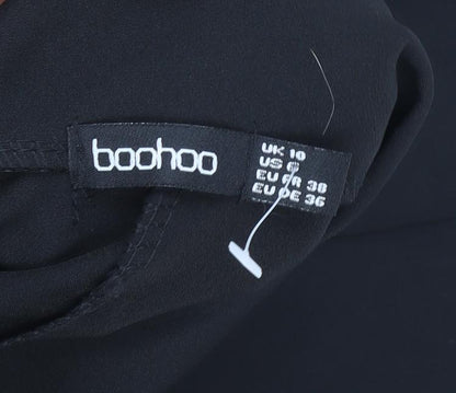 Boohoo Women's Black Size 10 Tailored Two-Button Blazer Jacket