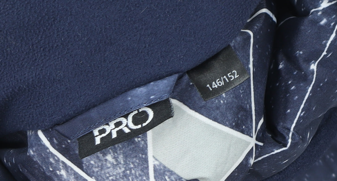 Crivit PRO Boys Blue Geometric Waterproof Hooded Winter Puffer Jacket Size 146