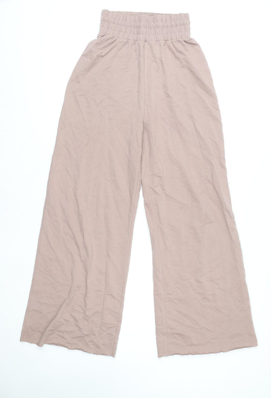 Womens UK Size 6 COLLUSION Relaxed Fit Wide-Leg Beige Trousers