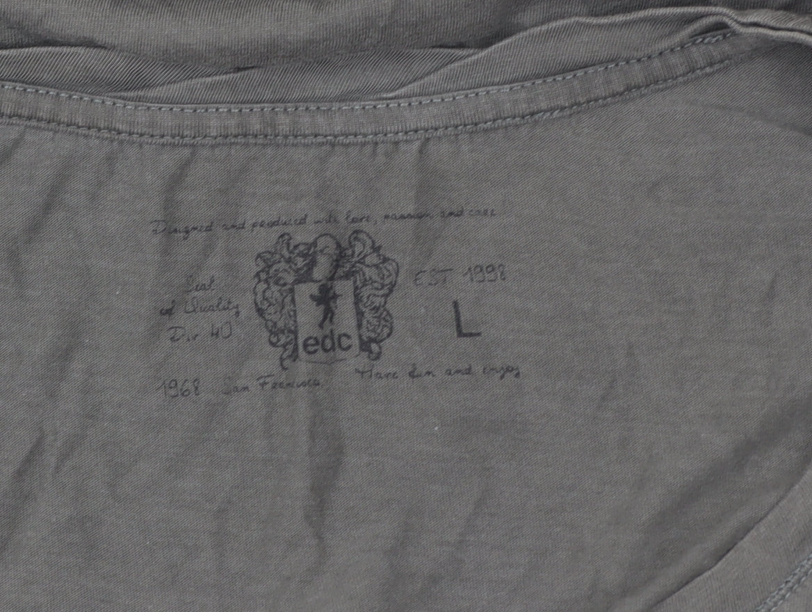 Esprit Women Grey Floral Butterfly Cotton T-Shirt L