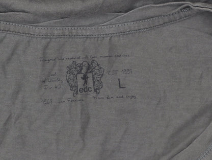 Esprit Women Grey Floral Butterfly Cotton T-Shirt L