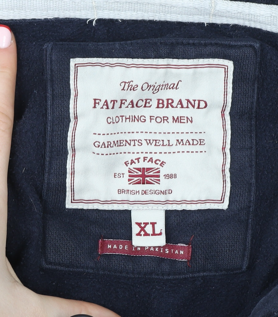 Unisex Adults UK Size XL FatFace Blue Henley Hoodie