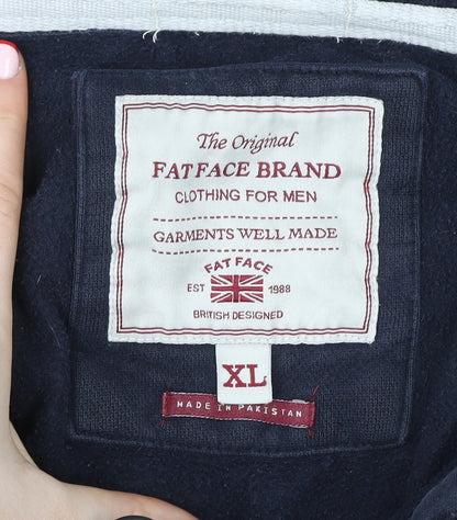 Unisex Adults UK Size XL FatFace Blue Henley Hoodie