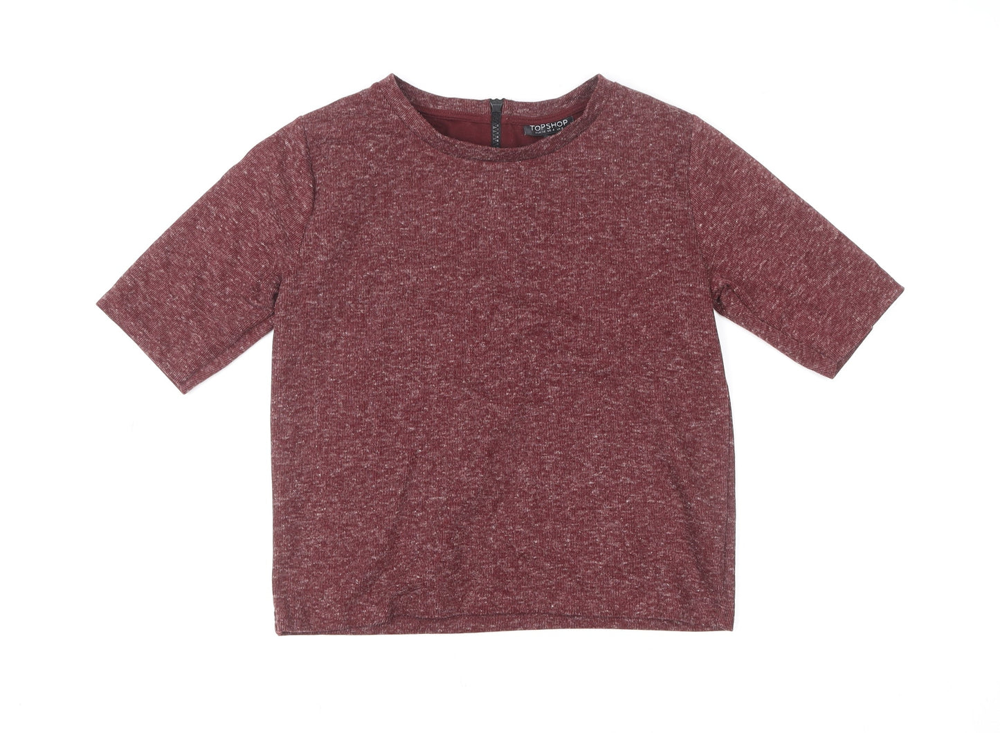 Womens UK Size 8 Topshop Red Cropped T-Shirt