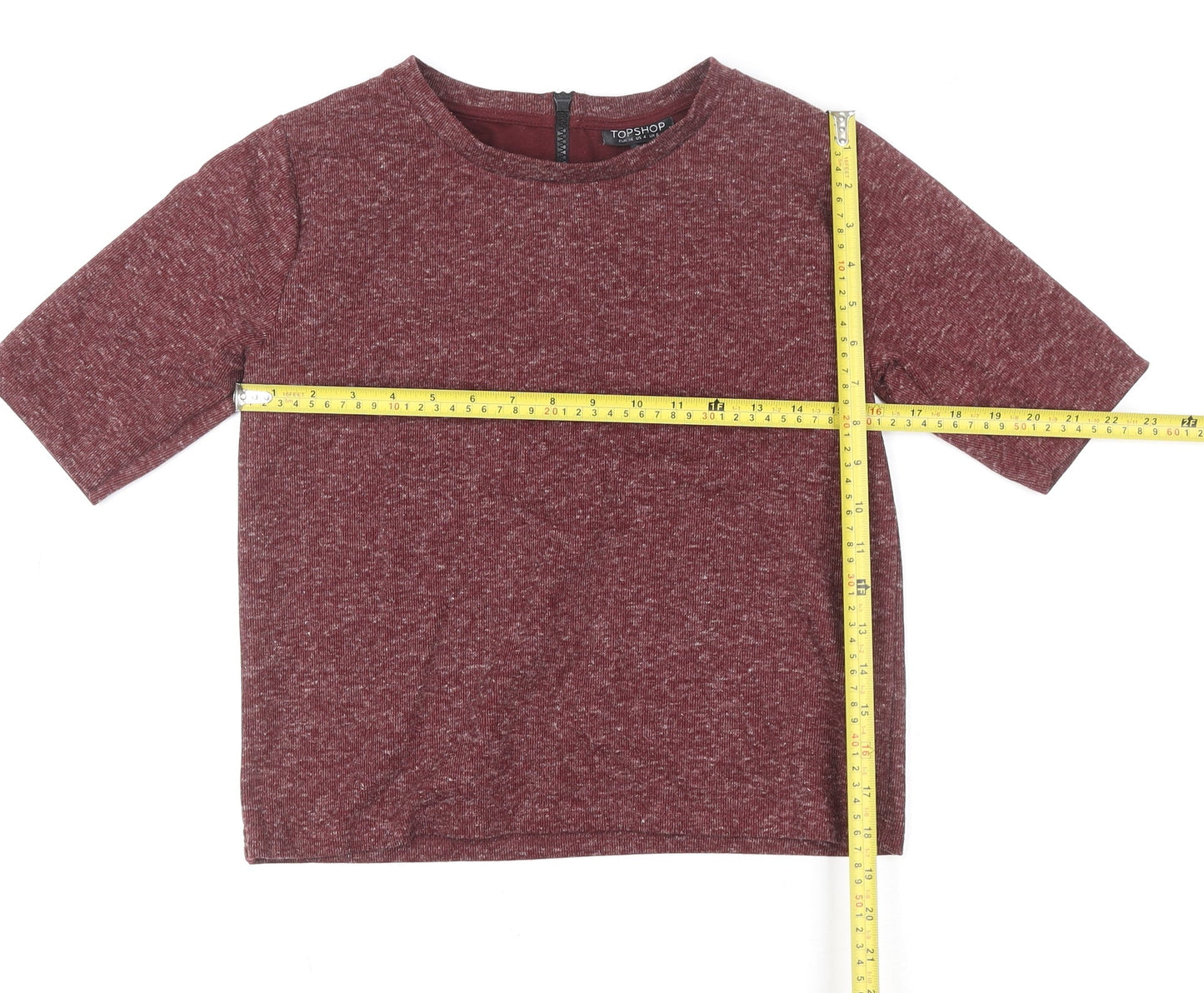 Womens UK Size 8 Topshop Red Cropped T-Shirt