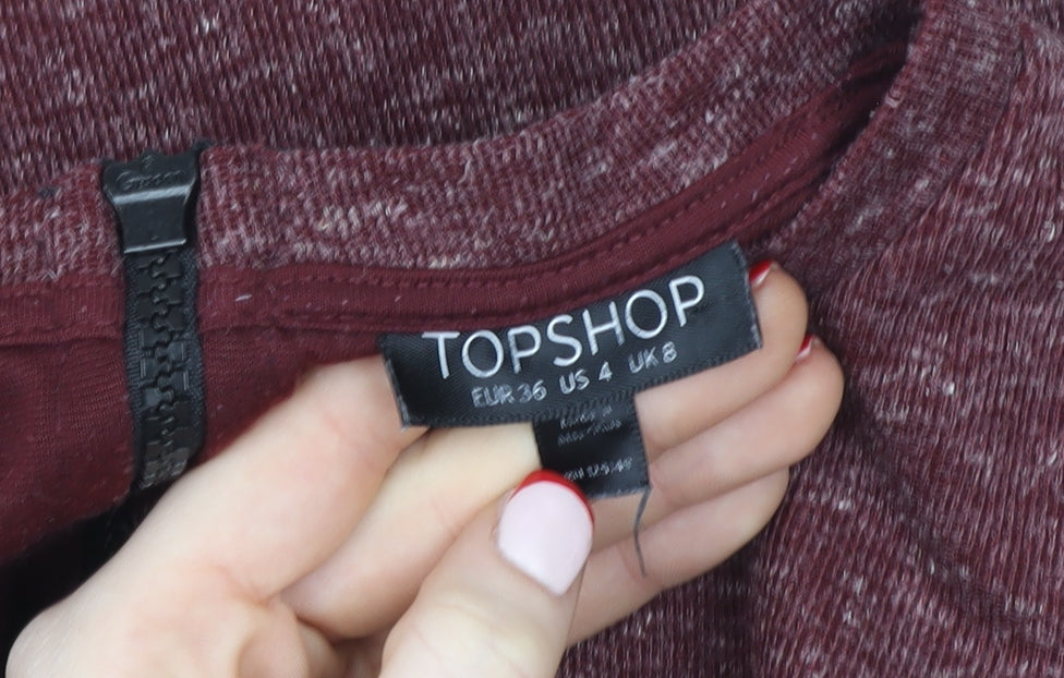 Womens UK Size 8 Topshop Red Cropped T-Shirt