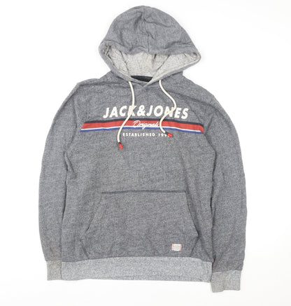 Mens UK Size M JACK & JONES Grey Pullover Hoodie