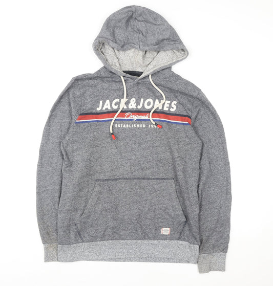 Mens UK Size M JACK & JONES Grey Pullover Hoodie