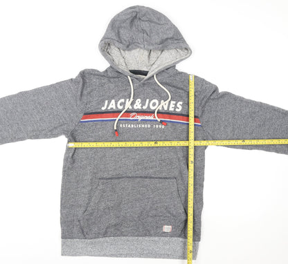 Mens UK Size M JACK & JONES Grey Pullover Hoodie