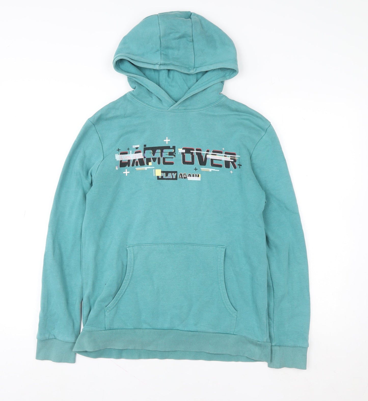 Marks and Spencer Boys Jade Green Pullover Hoodie 13-14 Years Cotton Blend