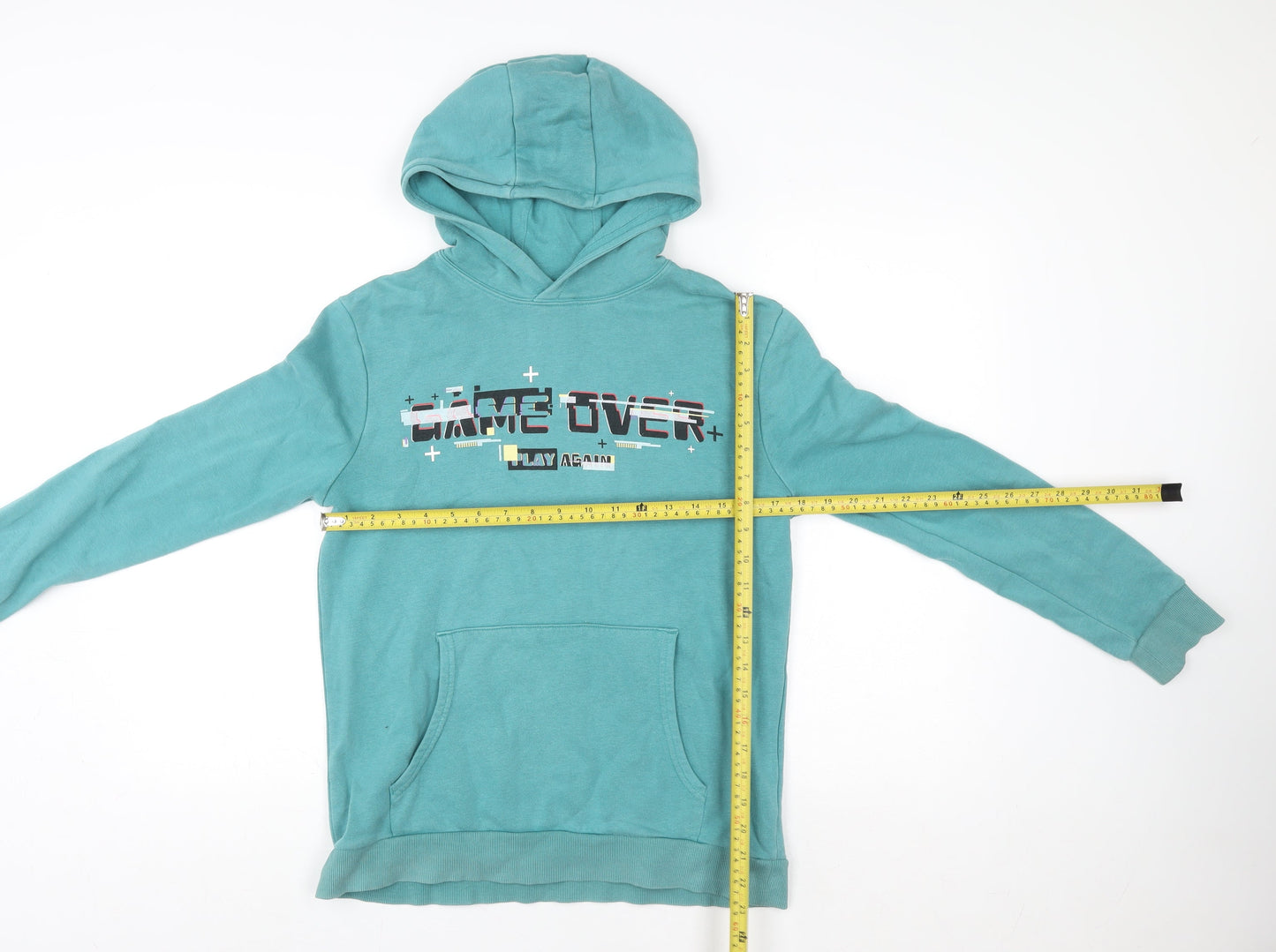 Marks and Spencer Boys Jade Green Pullover Hoodie 13-14 Years Cotton Blend