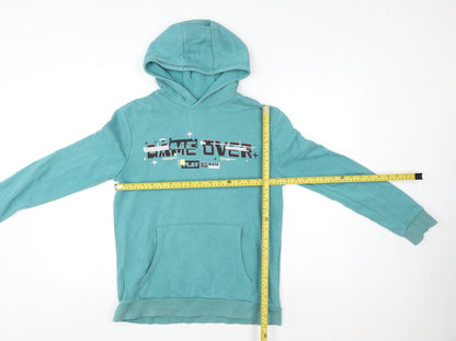 Marks and Spencer Boys Jade Green Pullover Hoodie 13-14 Years Cotton Blend