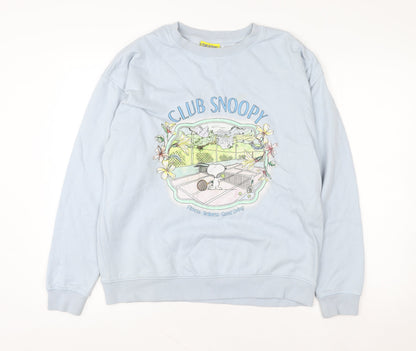 George Snoopy Women's Blue Crew Neck Pullover Sweatshirt Size 12-14