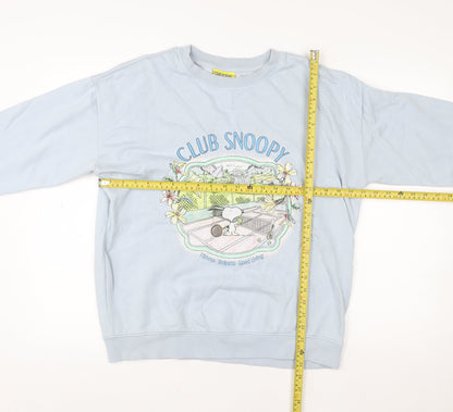 George Snoopy Women's Blue Crew Neck Pullover Sweatshirt Size 12-14