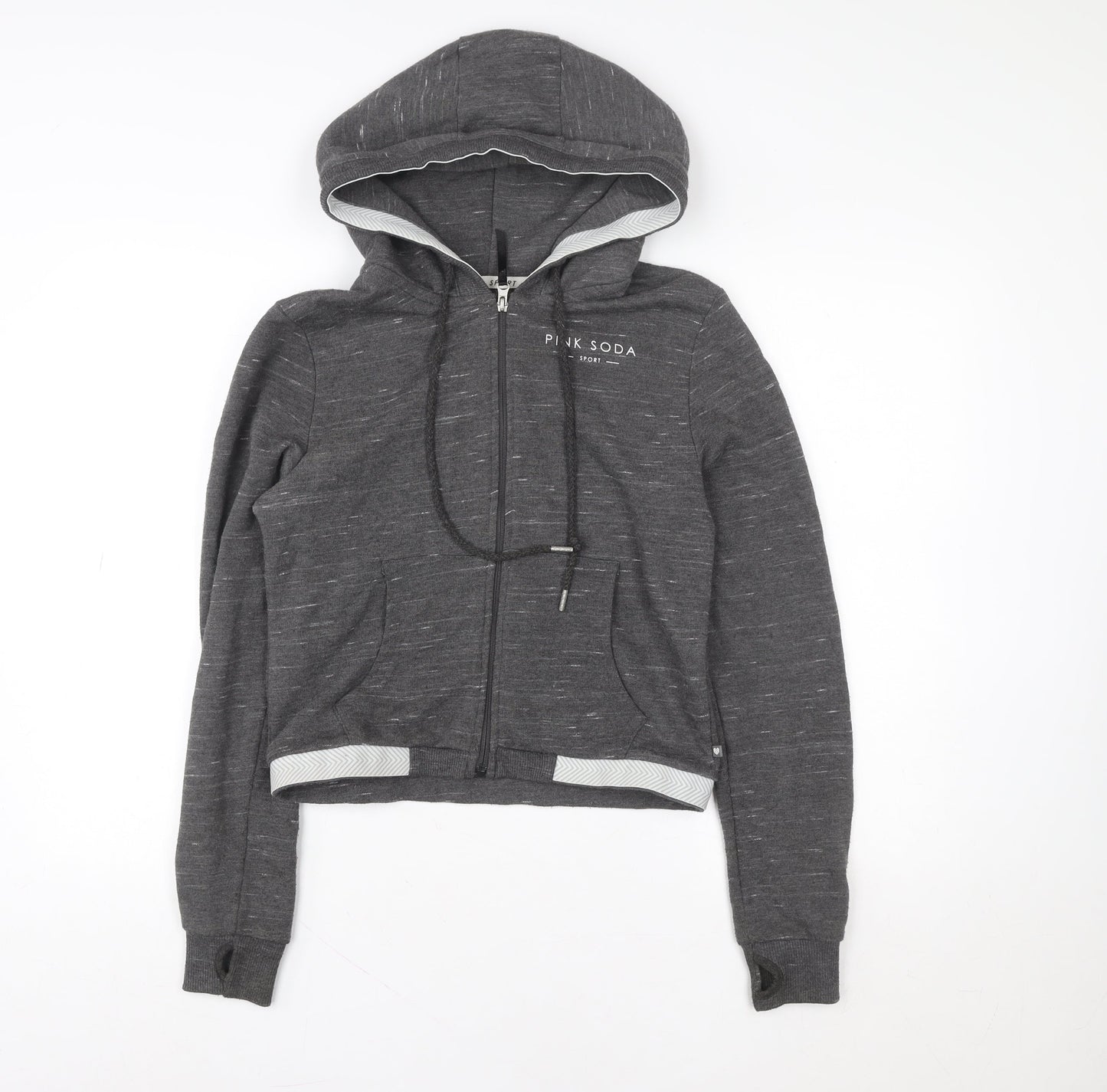 Womens UK Size 10 Pink Soda Sport Grey Full Zip Hoodie