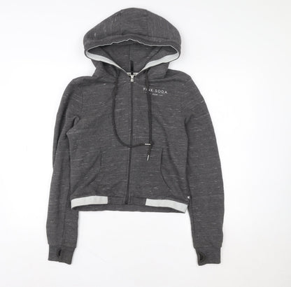 Womens UK Size 10 Pink Soda Sport Grey Full Zip Hoodie