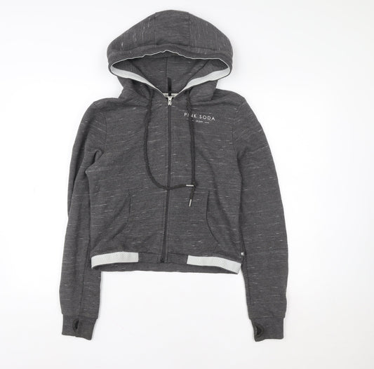 Womens UK Size 10 Pink Soda Sport Grey Full Zip Hoodie