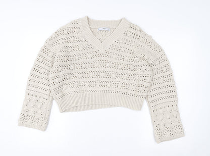 Womens UK Size M MNG Beige Pullover Jumper