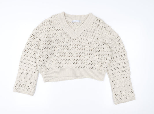 Womens UK Size M MNG Beige Pullover Jumper
