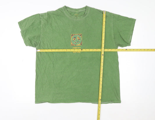 Urban Outfitters Men's Green Peace Graphic Oversized Cotton T-Shirt M