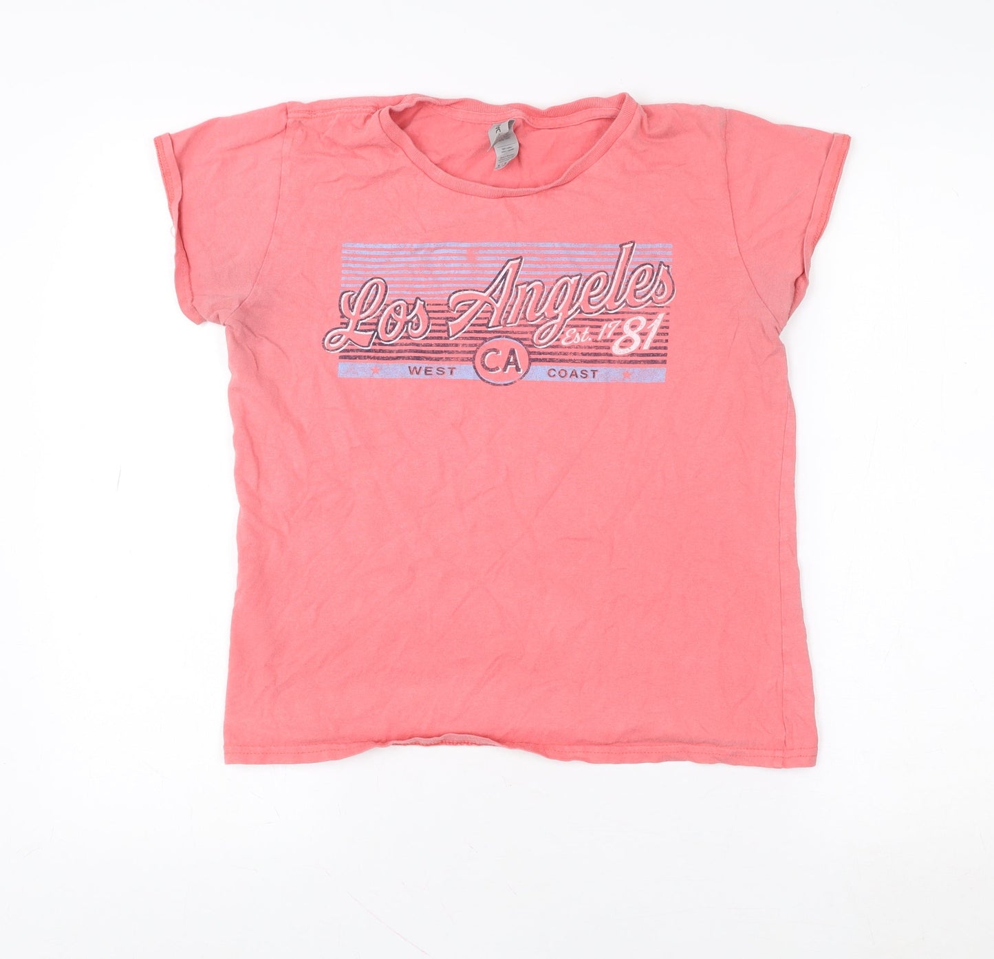 Womens UK Size M Gildan Pink Basic T-Shirt