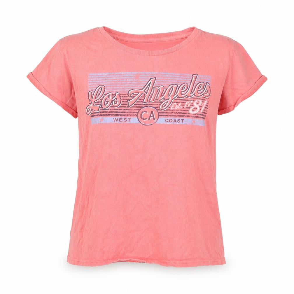 Womens UK Size M Gildan Pink Basic T-Shirt