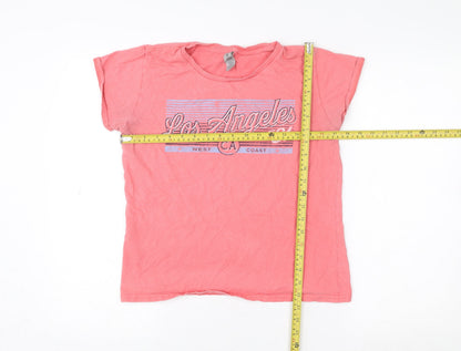 Womens UK Size M Gildan Pink Basic T-Shirt