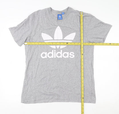 Adidas Men's Grey Trefoil Logo T-Shirt Size M Short Sleeve
