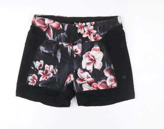 Hyba Women's Black Floral Athletic Skort M Quick Dry Stretch