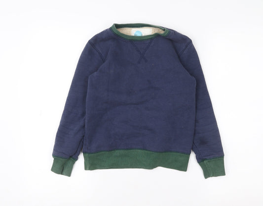 Mini Boden Boys Blue Green Sweatshirt 8-9 Years Fleece Lined Pullover