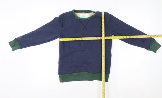 Mini Boden Boys Blue Green Sweatshirt 8-9 Years Fleece Lined Pullover