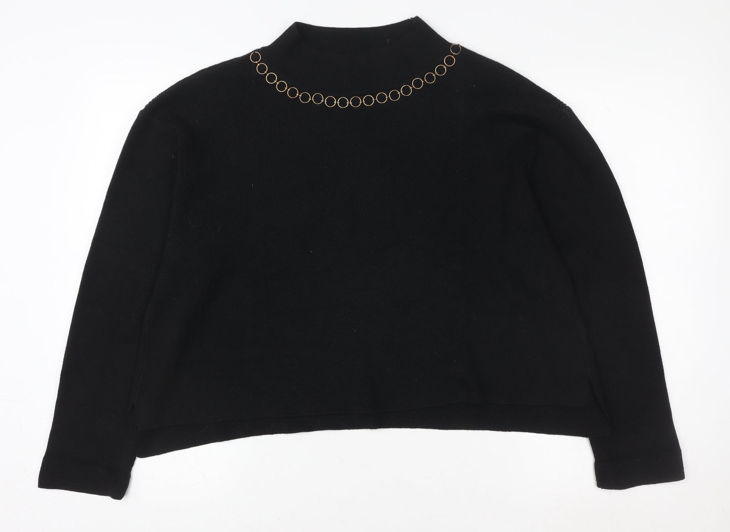 Womens UK Size L River Island Black Pullover Sweatshirt