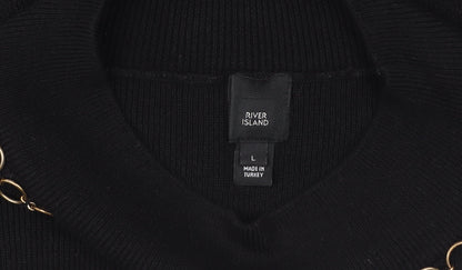 Womens UK Size L River Island Black Pullover Sweatshirt