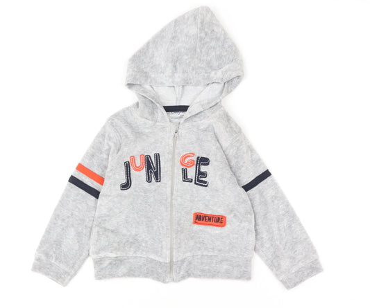 Babybol Unisex Grey Hooded Full Zip Jungle Adventure Jumper 12-18 Months