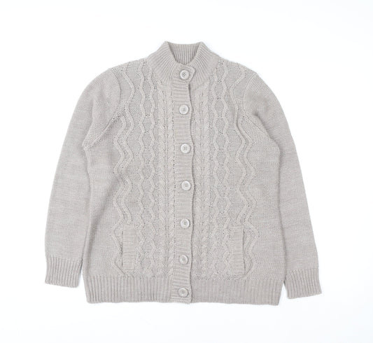 EWM Women's Beige Cable Knit Button Cardigan Size M