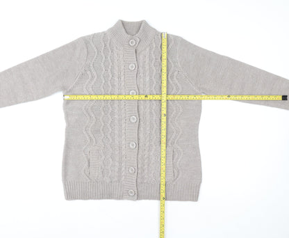 EWM Women's Beige Cable Knit Button Cardigan Size M